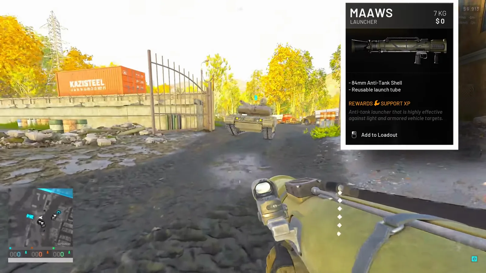 WARDOGS MAAWS launcher item card showing the Storm Anti-Tank Shell and reusable launch tube above the equipped weapon