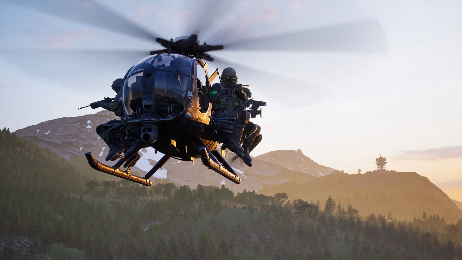 WARDOGS helicopter insertion over mountain terrain in the PC Early Access build