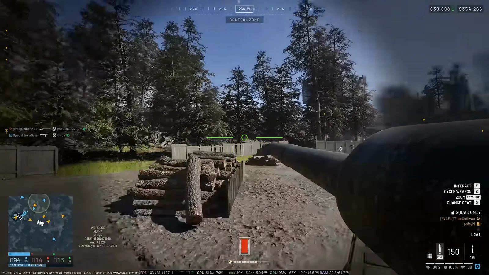 WARDOGS tank ammo counter displaying 150 FMJ rounds loaded for dueling enemy armor