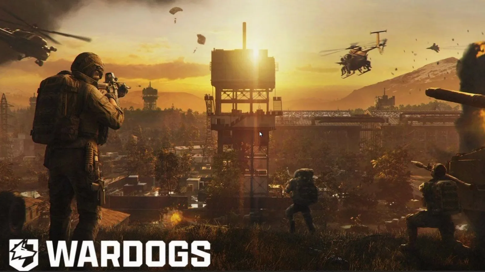 WARDOGS-Startbildschirm mit dem Key-Art-Logo beim Start – die Phase, die ein Spieler gerade durchlaufen hat, wenn der Ladetext auf dem Weg zum Menü bei „Fetching game data“ stehen bleibt