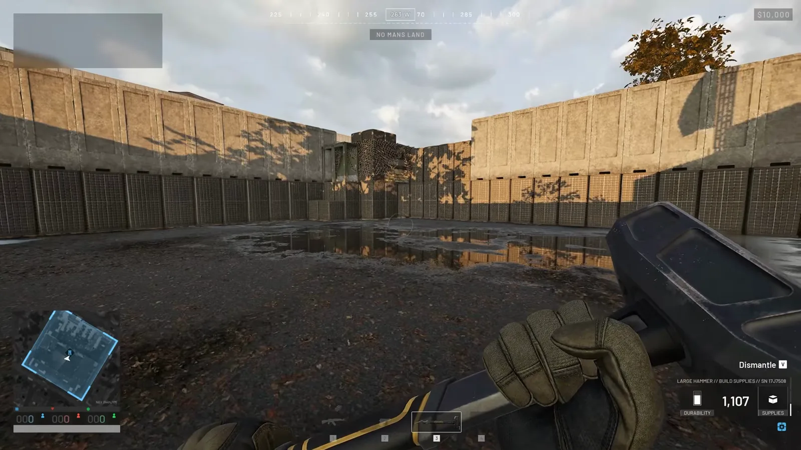 Two overlapping indirect fire shelters completely encasing a WARDOGS spawn truck inside reinforced concrete arches