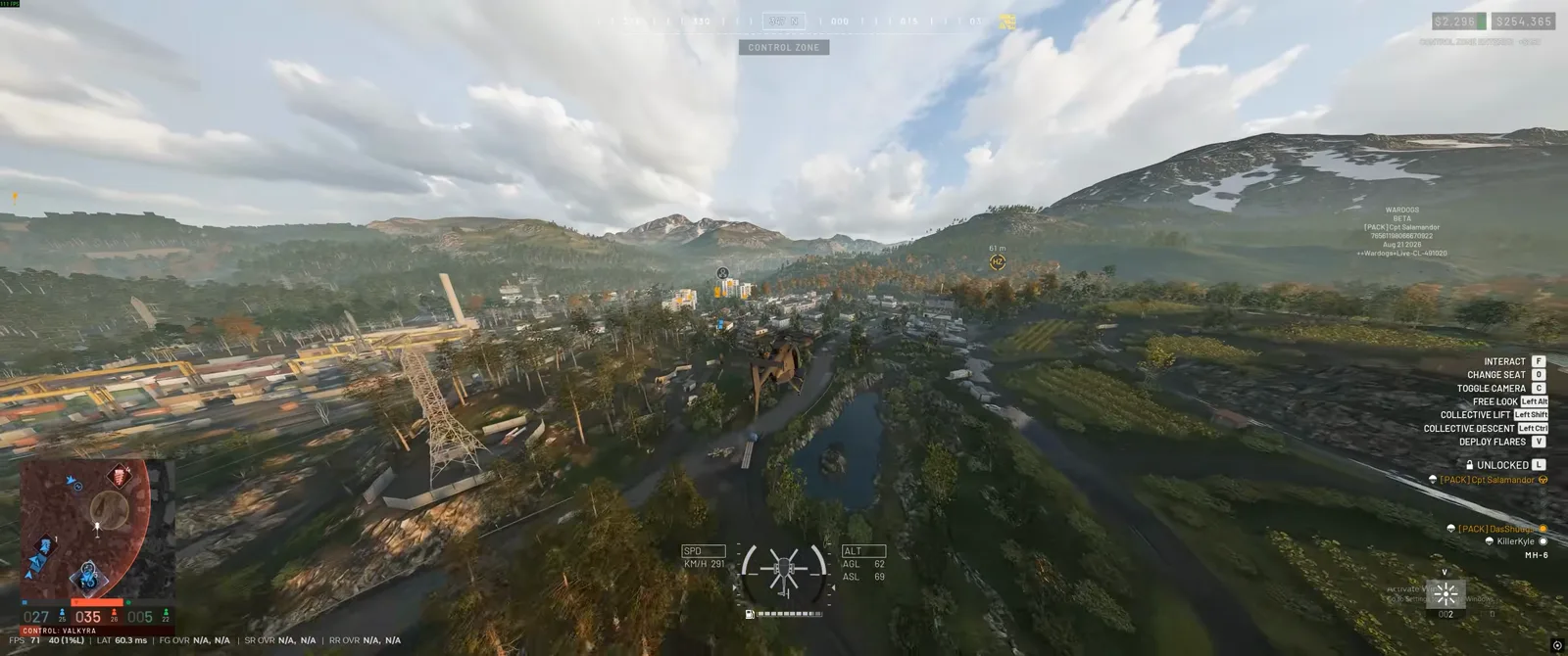 Transport helicopter flying at maximum airspeed and low altitude across the tree canopy towards a contested landing zone in WARDOGS