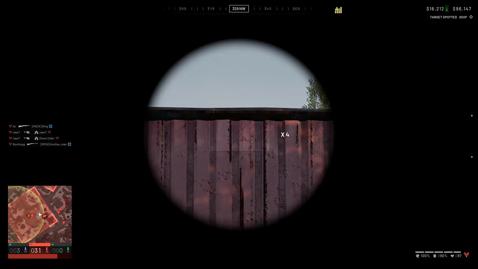 Recon player aiming binoculars from an elevated hill in WARDOGS tagging enemy transport helicopters and parachuting squads
