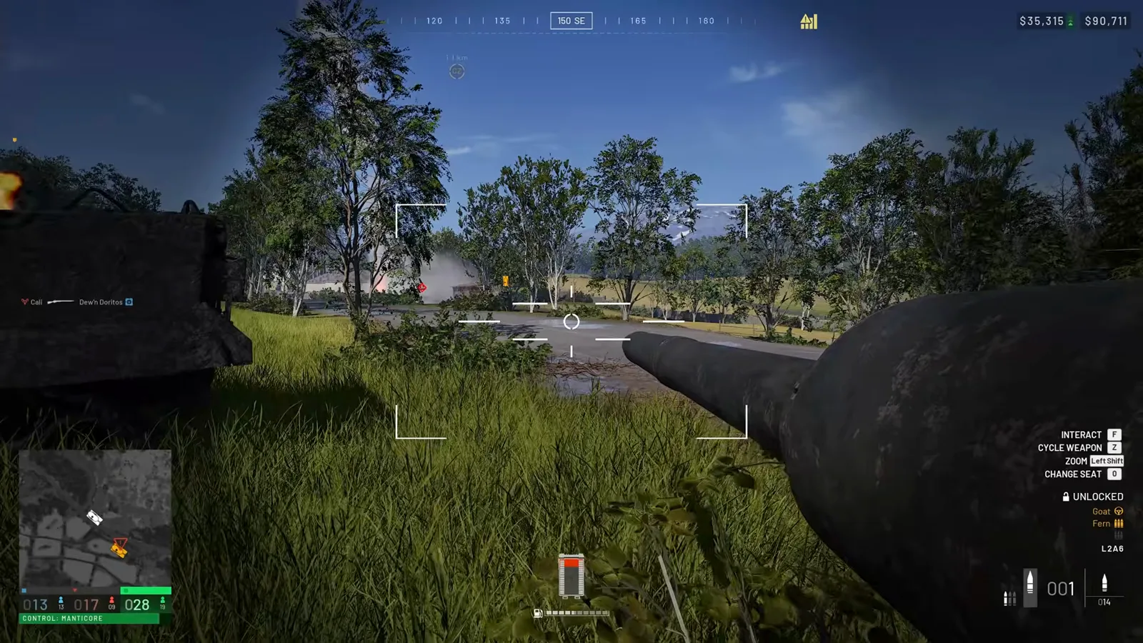 WARDOGS cash balance HUD displaying vehicle destruction bounty popup after landing an anti-tank missile