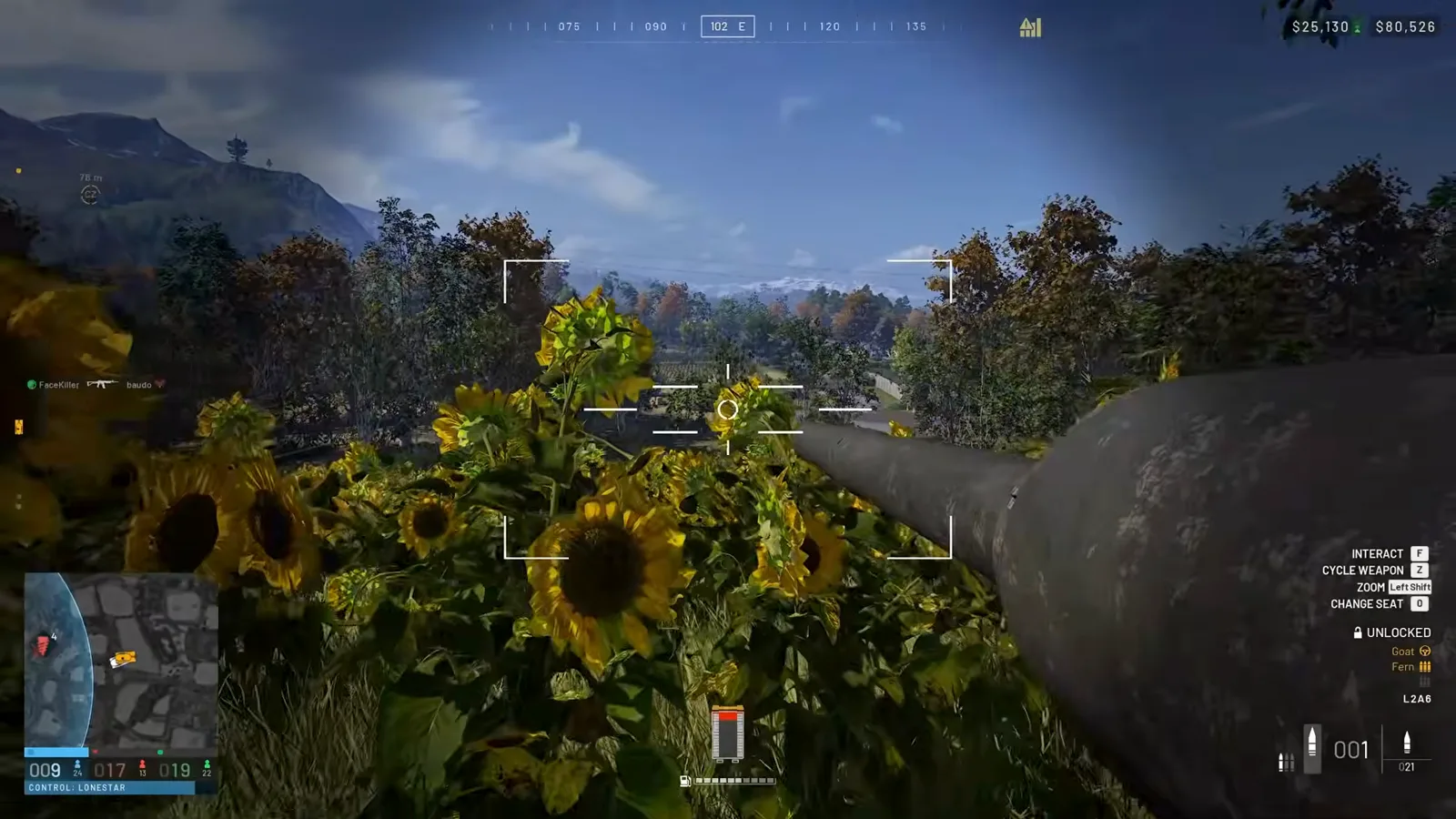 WARDOGS main battle tank positioned in a sunflower field displaying angled hull armor and coaxial gun alignment
