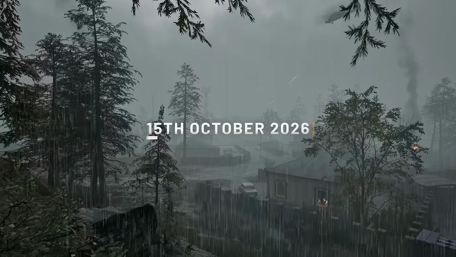 WARDOGS Season-2-Teaserframe kündigt den 15. Oktober 2026 über einem regennassen Waldlager im kommenden Regenwetter an